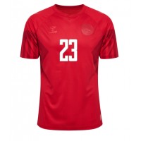 Camiseta Dinamarca Pierre-Emile Hojbjerg #23 Primera Equipación Mundial 2022 manga corta